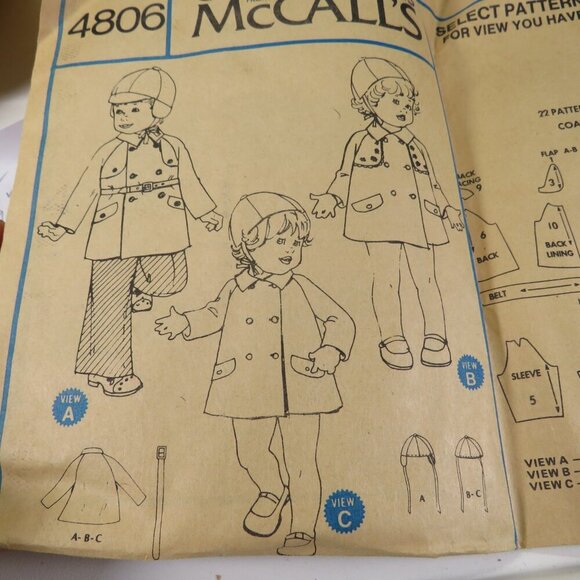 McCalls 4806 Toddler size 3 Coat & Hat - Picture 3 of 13